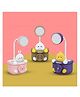 SKB Cute Cartoon Design Small Study Desk Led Lamp Rechargeable, 360° Flexible Gooseneck Lamp With Pen Holder, Pencil Sharpener - Multicolor