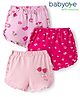 Babyoye 100% Cotton Knit Shorts with Floral Print Pack of 3 - Pink