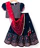 Babyhug Georgette Woven Half Puffed Sleeves Choli Lehenga Set with Dupatta & Embroidery - Navy Blue