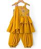Babyhug Georgette Woven Sleeveless Embroidered Kurti Patiala Set with Dupatta - Yellow