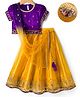 Babyhug Net Woven Half Sleeves Net Embroidered Choli Lehenga & Dupatta Set With Sequin Detailing - Purple & Yellow