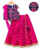Babyhug Woven Sleeveless Embroidered Choli Lehenga Set with Dupatta - Dark Pink & Blue
