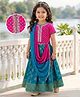 Babyhug Brocade Half Sleeves Embroidered Choli Lehenga Set with Dupatta - Pink & Blue