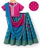 Babyhug Brocade Half Sleeves Embroidered Choli Lehenga Set with Dupatta - Pink & Blue
