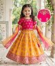 Babyhug Brocade Half Sleeves Embroidered Choli Lehenga Set with Dupatta & Sequin Detailing - Pink & Yellow