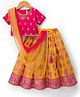 Babyhug Brocade Half Sleeves Embroidered Choli Lehenga Set with Dupatta & Sequin Detailing - Pink & Yellow