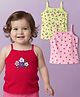 Babyoye Cotton Elastane Knit Sleeveless Slips with Floral Print & Bow Pack of 3 - Yellow Pink & Red