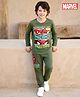 Pine Kids Marvel Single Jersey Knit Full Sleeves T-Shirt & Track Pant With Spider Man Print - Green