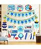 Zyozi Mundan Ceremony Decorations Combo Banner & Photo Booth Props Blue - Pack of 20