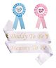 Zyozi Baby Shower Mommy To Be Daddy To Be Sash And Badges Kit, Baby Shower Party - Pack Of 4