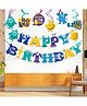 Zyozi Monster Theme Birthday Party Decorations Banner & Hangings Swirls Blue & Yellow - Pack Of 7