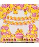 Zyozi Baby Duck Theme Birthday Decorations Banner, Balloons, Cake & Cupcake & Swirls Yellow Pink - 43 Pcs