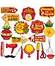 Zyozi Red & Yellow Theme Mundan Ceremony Hindi Photo Booth Props - Pack of 19