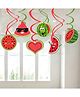 Zyozi Watermelon Theme Birthday Party Hanging Swirls Red & Green - Pack Of 6