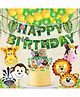 Zyozi Jungle Themed Birthday  Banner, Cake & Cupcake Topper, Balloons & Foil Balloons-Set Of 47