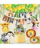 Zyozi Jungle  Birthday Combo- Banner, Balloons, Foil Balloons, Cake & CupCake Topper-Set Of 47