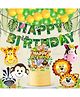 Zyozi Jungle Safari Birthday Decorations Banner, CupCake - Cake Topper, Balloons & Foil Balloons Green -Set Of 47