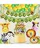 Zyozi Jungle Safari Birthday Decorations- Banner, Cake-Cupcake Topper, Foil Balloons & Balloons- Set Of 47