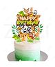 Zyozi Jungle Theme Birthday Cake Topper, 1 Set Birthday Cake & Cupcake Topper