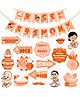 Zyozi Annaprashan Decorations Kit Banner & Photo Booth Props Orange & White - Pack Of 17