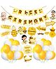 Zyozi Rice Ceremony Decorations Item Banner, Balloons & Photo Booth Props - Pack Of 42 (Yellow & Brown)
