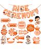 Zyozi Annaprashan Decorations Combo Banner & Photo Booth Props - Pack Of 17 (Orange & White)