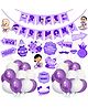 Zyozi Rice Ceremony /Annaprashan Decorations Items Banner, Balloons & Photo Booth  - Pack Of 42 Purple & White