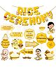 Zyozi Rice Ceremony Decorations Items |  Banner & Photo Booth Props- Set Of 17  Yellow & Brown