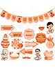 Zyozi Shubh Annaprashan Decorations Banner & Photo Booth Props Orange - Pack of 17
