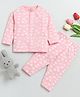 Clt.s Cotton Knitted Full Sleeves Clouds Printed Coordinating Night Suit Set - Pink