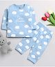 Clt.s Cotton Knitted Full Sleeves I M A Dreamer Text & Clouds Printed Coordinating Night Suit Set - Blue