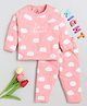 Clt.s Cotton Knitted Full Sleeves I M A Dreamer Text & Clouds Printed Coordinating Night Suit Set - Pink