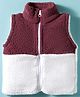 Kanvin Knit Sleeveless Solid Color Jacket - Wine & White