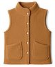 Kanvin Knit Sleeveless Solid Color Fur Jacket with Pocket - Tan