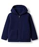 Kanvin Knit Full Sleeves Solid Color Hoodie With Kangaroo Pockets - Navy Blue