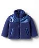 Kanvin Knit Full Sleeves Solid Color High Neck Jacket With Pockets - Navy Blue