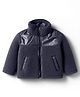 Kanvin Knit Full Sleeves Solid Color High Neck Jacket With Pockets - Charcoal Grey