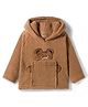 Kanvin Knit Full Raglan Sleeves Hooded Sweatshirt With Teddy Bear Patch - Brown