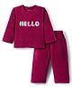 Kanvin Knit Full Sleeves Winter Wear Suit with Hello Patch Detailing - Wine