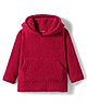 Kanvin Knit Full Sleeves Solid Hooded Sweatshirt With Kangaroo Pockets - Red
