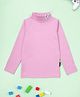 Kiddopanti Cotton Lycra Knit Full Sleeves Smiley Patch Detailed Skivi Tee - Baby Pink