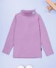 Kiddopanti Cotton Lycra Knit Full Sleeves Smiley Patch Detailed Skivi Tee - Dark Lilac