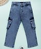 Kiddopanti Denim Woven Mild Washed Cargo Jeans - Light Rag Wash Blue