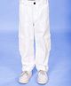Kiddopanti Denim Woven Solid Cargo Pants - White