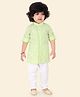 ETHNIKS NEURON Pure Cotton Woven Full Sleeves Floral Motif Printed Kurta Pyjama Set - Green