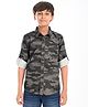 Zion Poplin Woven Full Sleeves Camouflage Printed Shirt - Black