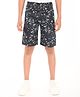 Zion Cotton Woven Abstract Printed Cargo Shorts - Black
