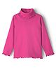 Kookie Kids Cotton Spandex Knit Full Sleeves Solid Color Turtle Neck T-Shirt - Pink