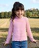 Kookie Kids Cotton Knit Full Sleeves Turtle Neck Solid Color T-Shirt - Pink