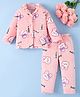 Mark & Mia Full Sleeves Winter Wear Co-ords Night Suit With Bunny Print - Pink
